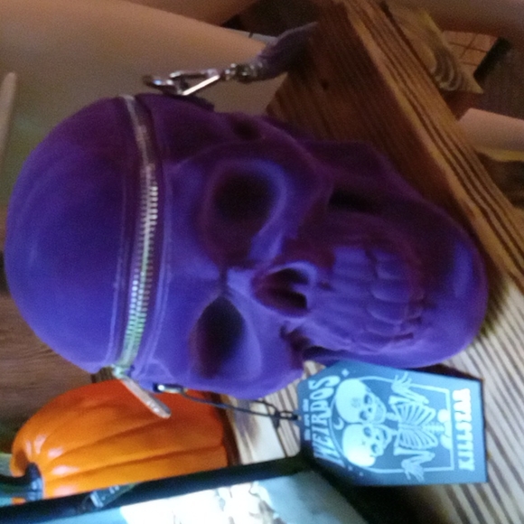 Killstar Handbags - Killstar Purple Velvet  Grave Digger Skull purse NWT ☠️💀